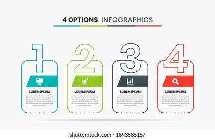 Vector Graphic of Infographic Element Design Templates with Icons and 4 Options or Steps. Suitable for Process Diagram, Presentations, Workflow Layout, Banner, Flow Chart, Infographic.