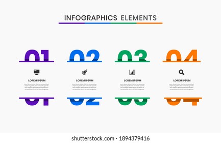 Vector Graphic of Infographic Element Design Templates with Icons and 4 Options or Steps. Suitable for Process Diagram, Presentations, Workflow Layout, Banner, Flow Chart, Infographic.