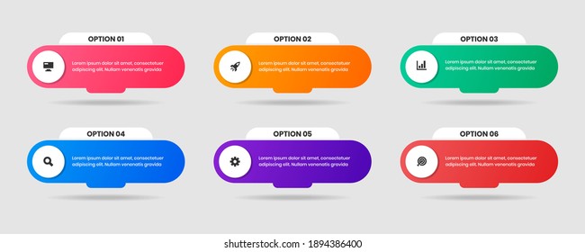 Vector Graphic of Infographic Element Design Templates with Icons and 6 Options or Steps. Suitable for Process Diagram, Presentations, Workflow Layout, Banner, Flow Chart, Infographic.