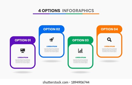 Vector Graphic of Infographic Element Design Templates with Icons and 4 Options or Steps. Suitable for Process Diagram, Presentations, Workflow Layout, Banner, Flow Chart, Infographic.