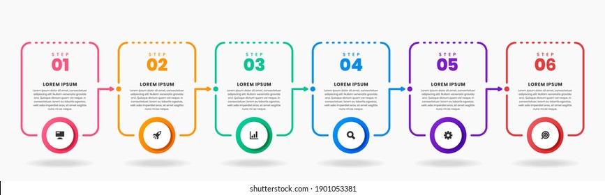 Vector Graphic of Infographic Element Design Templates with Icons and 6 Options or Steps. Suitable for Process Diagram, Presentations, Workflow Layout, Banner, Flow Chart, Infographic.