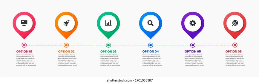 Vector Graphic of Infographic Element Design Templates with Icons and 6 Options or Steps. Suitable for Process Diagram, Presentations, Workflow Layout, Banner, Flow Chart, Infographic.