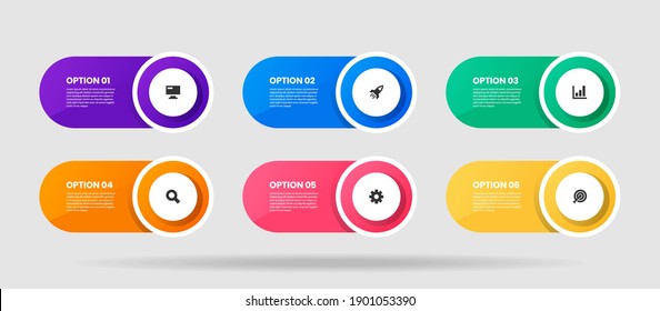 Vector Graphic of Infographic Element Design Templates with Icons and 6 Options or Steps. Suitable for Process Diagram, Presentations, Workflow Layout, Banner, Flow Chart, Infographic.