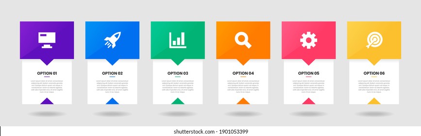 Vector Graphic of Infographic Element Design Templates with Icons and 6 Options or Steps. Suitable for Process Diagram, Presentations, Workflow Layout, Banner, Flow Chart, Infographic.