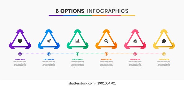 Vector Graphic of Infographic Element Design Templates with Icons and 6 Options or Steps. Suitable for Process Diagram, Presentations, Workflow Layout, Banner, Flow Chart, Infographic.