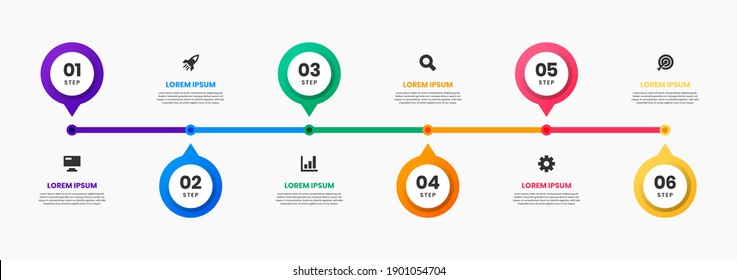 Vector Graphic of Infographic Element Design Templates with Icons and 6 Options or Steps. Suitable for Process Diagram, Presentations, Workflow Layout, Banner, Flow Chart, Infographic.