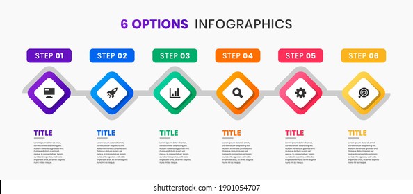 Vector Graphic of Infographic Element Design Templates with Icons and 6 Options or Steps. Suitable for Process Diagram, Presentations, Workflow Layout, Banner, Flow Chart, Infographic.