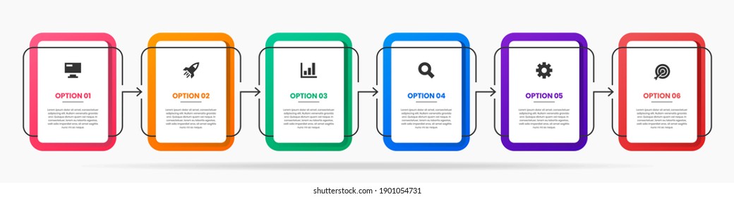 Vector Graphic of Infographic Element Design Templates with Icons and 6 Options or Steps. Suitable for Process Diagram, Presentations, Workflow Layout, Banner, Flow Chart, Infographic.