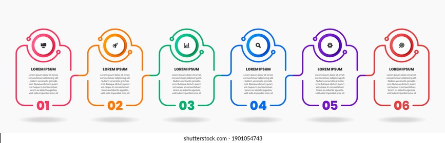 Vector Graphic of Infographic Element Design Templates with Icons and 6 Options or Steps. Suitable for Process Diagram, Presentations, Workflow Layout, Banner, Flow Chart, Infographic.