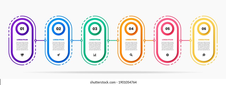 Vector Graphic of Infographic Element Design Templates with Icons and 6 Options or Steps. Suitable for Process Diagram, Presentations, Workflow Layout, Banner, Flow Chart, Infographic.
