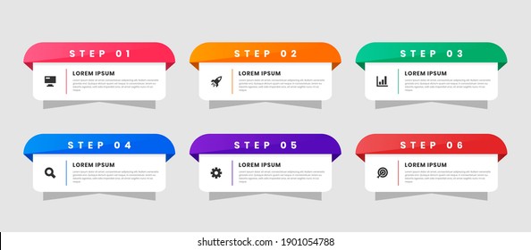 Vector Graphic of Infographic Element Design Templates with Icons and 6 Options or Steps. Suitable for Process Diagram, Presentations, Workflow Layout, Banner, Flow Chart, Infographic.