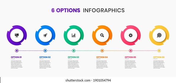 Vector Graphic of Infographic Element Design Templates with Icons and 6 Options or Steps. Suitable for Process Diagram, Presentations, Workflow Layout, Banner, Flow Chart, Infographic.