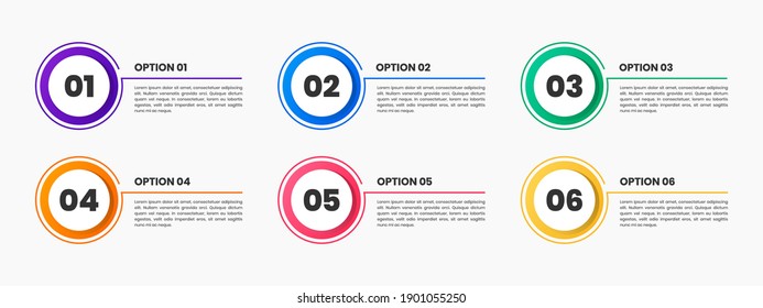 Vector Graphic of Infographic Element Design Templates with 6 Options or Steps. Suitable for Process Diagram, Presentations, Workflow Layout, Banner, Flow Chart, Infographic.