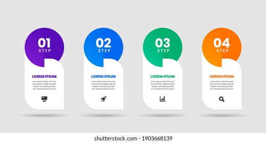 Vector Graphic of Infographic Element Design Templates with Icons and 4 Options or Steps. Suitable for Process Diagram, Presentations, Workflow Layout, Banner, Flow Chart, Infographic.