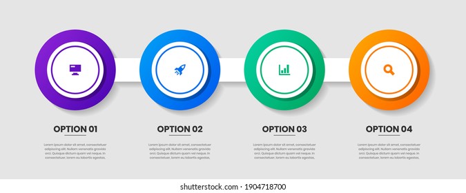 Vector Graphic of Infographic Element Design Templates with Icons and 4 Options or Steps. Suitable for Process Diagram, Presentations, Workflow Layout, Banner, Flow Chart, Infographic.