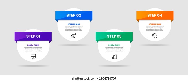 Vector Graphic of Infographic Element Design Templates with Icons and 4 Options or Steps. Suitable for Process Diagram, Presentations, Workflow Layout, Banner, Flow Chart, Infographic.