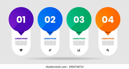 Vector Graphic of Infographic Element Design Templates with Icons and 4 Options or Steps. Suitable for Process Diagram, Presentations, Workflow Layout, Banner, Flow Chart, Infographic.