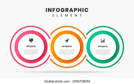 Vector Graphic of Infographic Element Design Templates with Icons and 3 Options or Steps. Suitable for Process Diagram, Presentations, Workflow Layout, Banner, Flow Chart, Infographic.