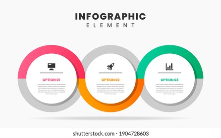 Gráfica vectorial de las plantillas de diseño de elementos infográficos con iconos y 3 opciones o pasos. Adecuado para Diagrama de Procesos, Presentaciones, Diseño de Flujo de Trabajo, Cartel, Gráfico de Flujo, Infografía.