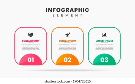 Vector Graphic of Infographic Element Design Templates with Icons and 3 Options or Steps. Suitable for Process Diagram, Presentations, Workflow Layout, Banner, Flow Chart, Infographic.
