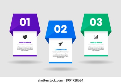 Vector Graphic of Infographic Element Design Templates with Icons and 3 Options or Steps. Suitable for Process Diagram, Presentations, Workflow Layout, Banner, Flow Chart, Infographic.