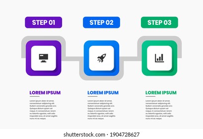 Vector Graphic of Infographic Element Design Templates with Icons and 3 Options or Steps. Suitable for Process Diagram, Presentations, Workflow Layout, Banner, Flow Chart, Infographic.
