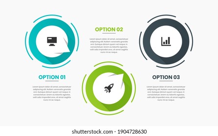 Vector Graphic of Infographic Element Design Templates with Icons and 3 Options or Steps. Suitable for Process Diagram, Presentations, Workflow Layout, Banner, Flow Chart, Infographic.