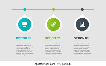 Vector Graphic of Infographic Element Design Templates with Icons and 3 Options or Steps. Suitable for Process Diagram, Presentations, Workflow Layout, Banner, Flow Chart, Infographic.