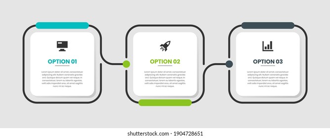 Vector Graphic of Infographic Element Design Templates with Icons and 3 Options or Steps. Suitable for Process Diagram, Presentations, Workflow Layout, Banner, Flow Chart, Infographic.