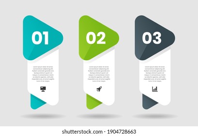 Vector Graphic of Infographic Element Design Templates with Icons and 3 Options or Steps. Suitable for Process Diagram, Presentations, Workflow Layout, Banner, Flow Chart, Infographic.