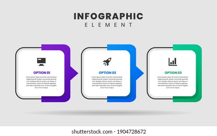 Vector Graphic of Infographic Element Design Templates with Icons and 3 Options or Steps. Suitable for Process Diagram, Presentations, Workflow Layout, Banner, Flow Chart, Infographic.