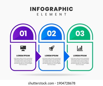 Vector Graphic of Infographic Element Design Templates with Icons and 3 Options or Steps. Suitable for Process Diagram, Presentations, Workflow Layout, Banner, Flow Chart, Infographic.