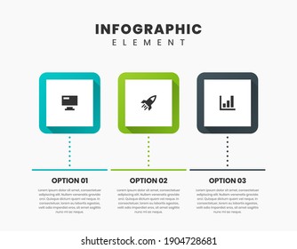 Vector Graphic of Infographic Element Design Templates with Icons and 3 Options or Steps. Suitable for Process Diagram, Presentations, Workflow Layout, Banner, Flow Chart, Infographic.