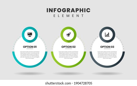 Vector Graphic of Infographic Element Design Templates with Icons and 3 Options or Steps. Suitable for Process Diagram, Presentations, Workflow Layout, Banner, Flow Chart, Infographic.