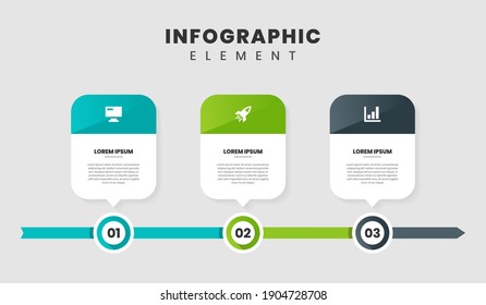 Vector Graphic of Infographic Element Design Templates with Icons and 3 Options or Steps. Suitable for Process Diagram, Presentations, Workflow Layout, Banner, Flow Chart, Infographic.