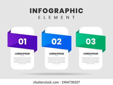 Vector Graphic of Infographic Element Design Templates with Icons and 3 Options or Steps. Suitable for Process Diagram, Presentations, Workflow Layout, Banner, Flow Chart, Infographic.