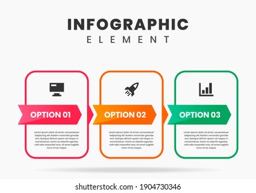 Vector Graphic of Infographic Element Design Templates with Icons and 3 Options or Steps. Suitable for Process Diagram, Presentations, Workflow Layout, Banner, Flow Chart, Infographic.