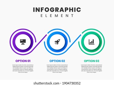 Vektorgrafik von Infografik-Elementdesign-Vorlagen mit Symbolen und 3 Optionen oder Schritten. Geeignet für Prozessdiagramm, Präsentationen, Workflow Layout, Banner, Flow Chart, Infografik.