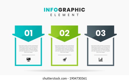 Vector Graphic of Infographic Element Design Templates with Icons and 3 Options or Steps. Suitable for Process Diagram, Presentations, Workflow Layout, Banner, Flow Chart, Infographic.