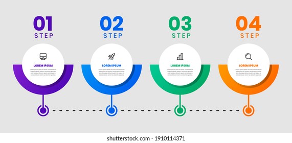 Vector Graphic of Infographic Element Design Templates with Icons and 4 Options or Steps. Suitable for Process Diagram, Presentations, Workflow Layout, Banner, Flow Chart, Infographic.