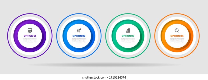 Vector Graphic of Infographic Element Design Templates with Icons and 4 Options or Steps. Suitable for Process Diagram, Presentations, Workflow Layout, Banner, Flow Chart, Infographic.