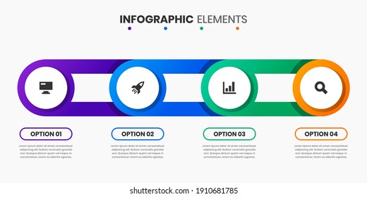 Vector Graphic of Infographic Element Design Templates with Icons and 4 Options or Steps. Suitable for Process Diagram, Presentations, Workflow Layout, Banner, Flow Chart, Infographic.