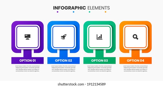 Vector Graphic of Infographic Element Design Templates with Icons and 4 Options or Steps. Suitable for Process Diagram, Presentations, Workflow Layout, Banner, Flow Chart, Infographic.
