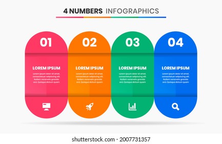 Vector Graphic of Infographic Element Design Templates with Icons and 4 Options or Steps. Suitable for Process Diagram, Presentations, Workflow Layout, Banner, Flow Chart, Infographic.