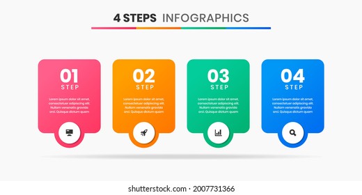 Vector Graphic of Infographic Element Design Templates with Icons and 4 Options or Steps. Suitable for Process Diagram, Presentations, Workflow Layout, Banner, Flow Chart, Infographic.