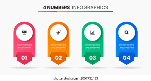 Vector Graphic of Infographic Element Design Templates with Icons and 4 Options or Steps. Suitable for Process Diagram, Presentations, Workflow Layout, Banner, Flow Chart, Infographic.