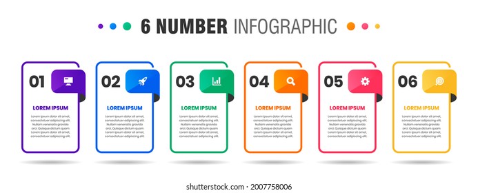 Vector Graphic of Infographic Element Design Templates with Icons and 6 Options or Steps. Suitable for Process Diagram, Presentations, Workflow Layout, Banner, Flow Chart, Infographic.