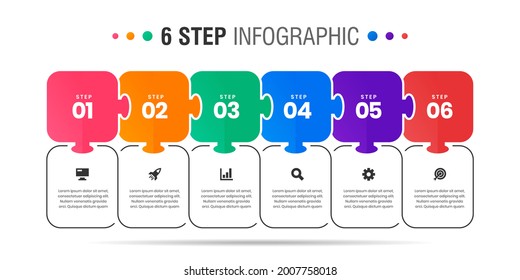 Gráfica vectorial de las plantillas de diseño de elementos infográficos con iconos y 6 opciones o pasos. Adecuado para Diagrama de Procesos, Presentaciones, Diseño de Flujo de Trabajo, Cartel, Gráfico de Flujo, Infografía.