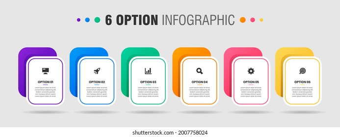 Vector Graphic of Infographic Element Design Templates with Icons and 6 Options or Steps. Suitable for Process Diagram, Presentations, Workflow Layout, Banner, Flow Chart, Infographic.