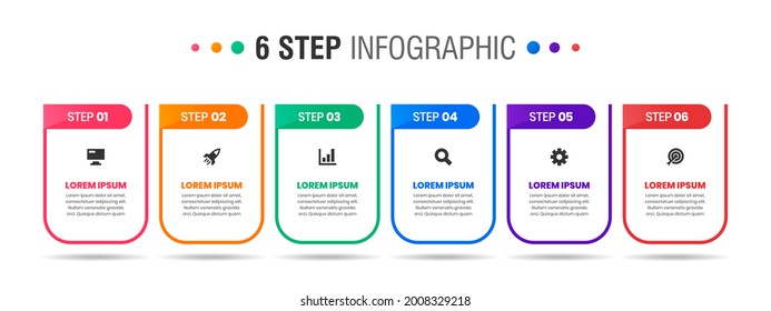 Vector Graphic of Infographic Element Design Templates with Icons and 6 Options or Steps. Suitable for Process Diagram, Presentations, Workflow Layout, Banner, Flow Chart, Infographic.